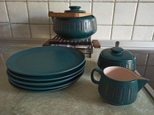 Gräflich Ortenburg Teeservice 60er Jahre Vintage petrol