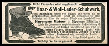Alte Werbung Reklame 1887 Haar- & Woll-Leder-Schuhwerk Hermann Gaiser Göppingen