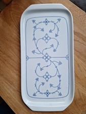 Platte, Eckig, Blue Saks, Kahla, Strohblumenmuster, Indisch Blau, 16,5 x 33 cm