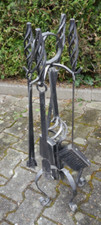 Kaminbesteck Schmiedeeisen 5-teilig  Massiv - H-86 cm