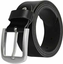 Herren Damen Gürtel Jeans Leder Hosen Anzug Rund Eckig Schnalle 4 cm Breit NEU