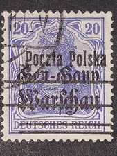 Polen 1918 Freimarke 20 Pfg. Mi.-Nr. 10 d gestempelt Geprüft Jungjohan