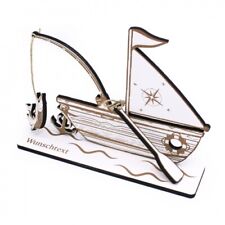Geldgeschenk Angeln Fischerboot mit Angel und Ruder - inkl. Wunschtext - Schild 