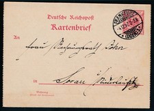 DR Ganzsache GS K1 Kartenbrief Frankfurt Oder 1897 sorau Niederlausitz