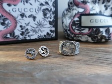 RARITÄT GUCCI Interlocking G Ring & Ohrringe 925 Silber GG CRUISE COLLECTION ’19