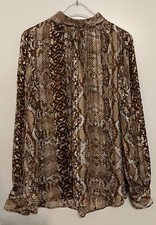 Bluse Animal Print Schlangenmuster leichter Polyester Chiffon H&M 50 Knöpfe Maße