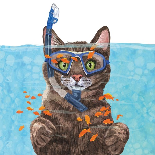 Servietten cousteau katze - servietten,