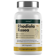 Rhodiola Rosea, hochdosiert 6000mg Tagesdosis, 180 vegane Kapseln von EXVital
