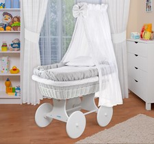 WALDIN Baby Bollerwagen,Stubenwagen,komplett mit Zubehör,XXL, Neu, Grau/Punkte
