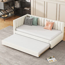 90x200 cm Tagesbett mit Ausziehbares Bett, Polsterbett Kinderbett, Schlafsofa