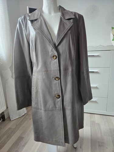 Damen ledermantel mantel taupe - ledermantel,