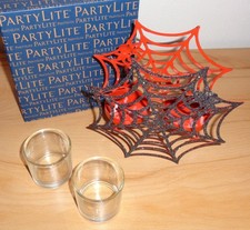 Partylite Halloween Gothic Votiv-Kerzenhalter Spinnennetz P93153 NEU
