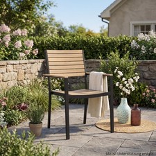 Stuhl - holzfarben - schwarz -