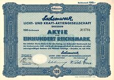 Sachsenwerk Licht- und Kraft AG - AEG Dresden - Nennwert : 100 RM - 1935 - Aktie