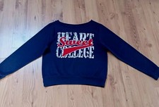 NEW YORKER Sweatshirt Cropped Pullover Gr.XS blau+Aufschrift Bündchen Rundhals 
