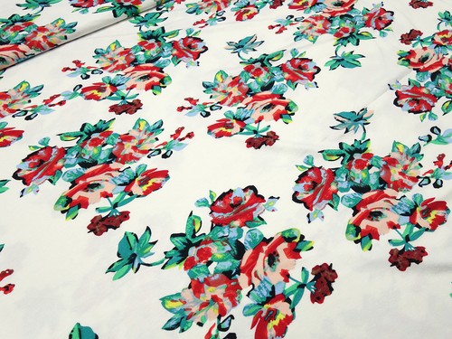 Stoff viskose jersey blumen - viskose,