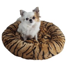Hundebett Katzenbett Haustierbett Kuschelbett mit Kissen einlage Plüsch Rund 