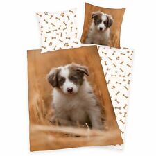 Bettwäsche Set mit Hund Welpe 135 x 200 cm 80 x 80 cm 100% Baumwolle