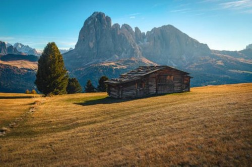 Wandbild alte holzhütte auf - holzhütte,