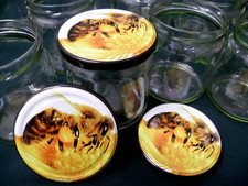 20x Honiggläser 250g + 20x Deckel "Biene mit Pollen"👍 TOF66 Imkerbedarf