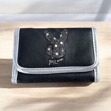 Vintage Playboy Damen Geldbörse Portemonnaie schwarz pink innen groß Pailletten Logo