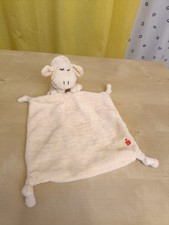 Schaf beige Sparkasse Schmusetuch Schnuffeltuch Kuscheltuch hellblau Streifen 