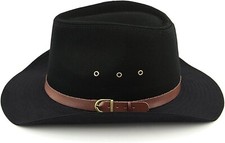 Schwarzer Cowboy mit breiter Krempe und Kunstlederband 100% Baumwolle atmungsaktiv