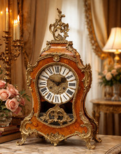 Große Intarsien Kaminuhr 18