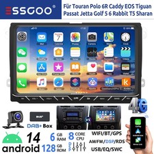 DAB+ Android 14 6+128GB Autoradio Carplay GPS Für VW Golf 5 6 Touran Tiguan Polo
