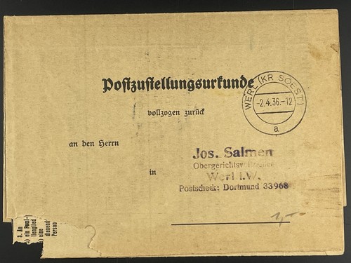 Postzustellungsurkunde von