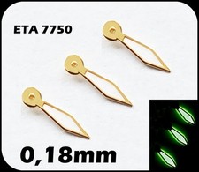 3 kleine Zeiger 0,18mm GOLD mit C3 Luminova 5,0mm Subdial Val. 7750 kl. Sekunde