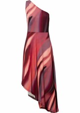 One-Shoulder-Kleid Gr. 44/46 Pink Bedruckt Maxikleid Abendkleid Ärmellos Neu