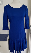 Damenkleid  königsblau Gr. 38 mit Volant unten, 3/4 Arm