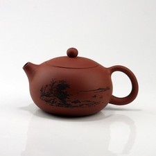 Yixing Teekanne, Teekanne Ton, Yixing Ton Kanne mit Gravur, chinesische Teekanne