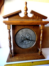 Vintage Zinn Eiche Tischuhr