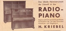 RUNDFUNKEMPFÄNGER und PIANO um 1930: RADIO - PIANO von H. Kriebel Berlin SO 36