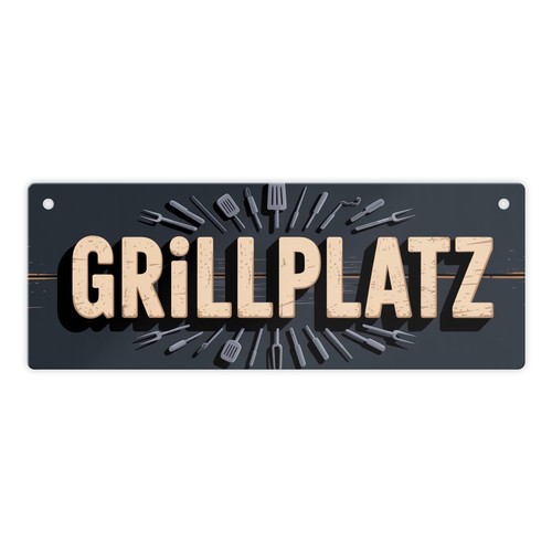 Grillplatz metallschild mit - grillplatz,