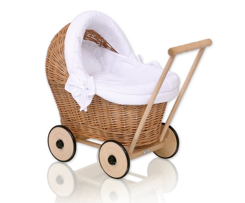 Puppenwagen aus korbgeflecht - puppenwagen,