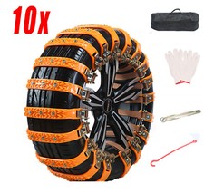 10tlg Stabile-Schneeketten Auto Anfahrhilfe Schnee Eis Reifen Spikes Schneekette