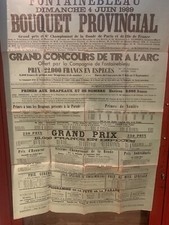 AFFICHE FONTAINEBLEAU.BOUQUET PROVINCIAL.CONCOURS TIR À L’ARC.1939.