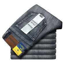 Herren Jeans Gerade Schnit Stretch Denim Blau/Schwarz Regular Männer Arbeitshose