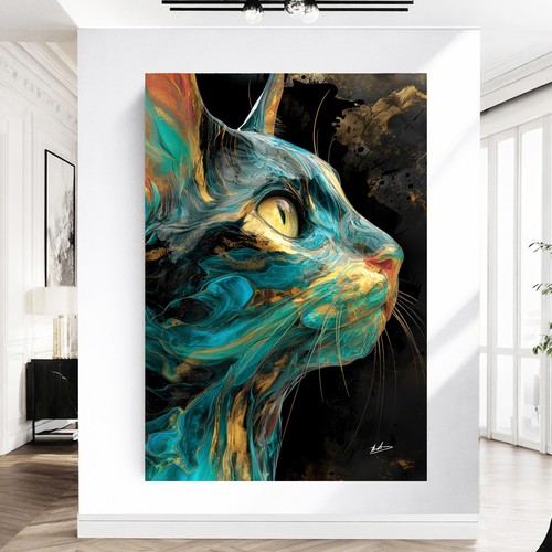 Modernes katzenbild leinwand - modernes,