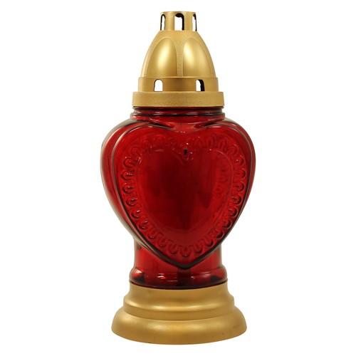 Glas grablampe herz rot mit - glas-grablampe, "herz"