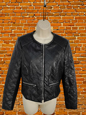 TRF ZARA UK DAMEN-JACKE MANTEL SCHWARZ REISSVERSCHLUSS HELL GEPOLSTERT KUNSTFELL BIKER JACKE MANTEL