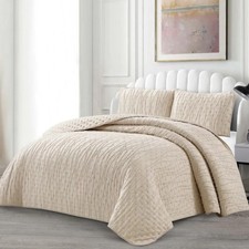 Tagesdecke Set Ipek Überwurf Decke 3-Teilig 240 x 250 cm 2-Personen Beige