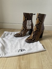 ZARA Stiefelette | Schlangen / Snake Print | Braun Schwarz | Leder | 37 | Neu