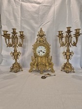 Antike Pendule Pendeluhr Kaminuhr Clock Bronze Frankreich Kerzenständer Ca. 1880