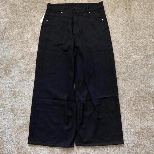 Jet black wideleg baggy denim - jet,