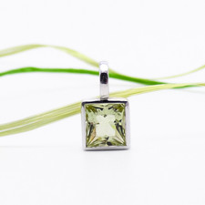 Anhänger viereckig mit Lemoncitrin – Handgefertigtes Unikat aus Silber