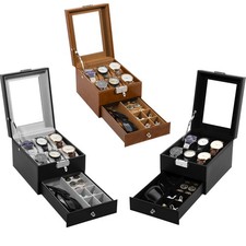 Uten Uhrenbox Uhrenkoffer 6 Fächern und 1 Schublade Schwarzes PU Geschenkidee